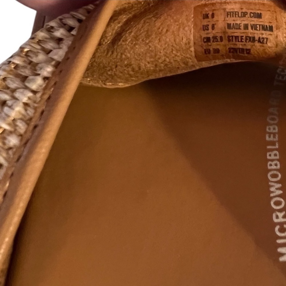 FitFlop Microwobbleboard Raffia Slide Sandals Tan Womens US 8 EU 39 - Picture 5 of 6